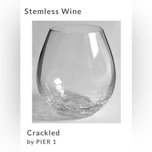 Pier 1 crackle stemless wine glasses. Set of 4.